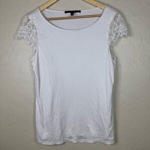 WHBM Blush Pink Lace Sleeve T-Shirt